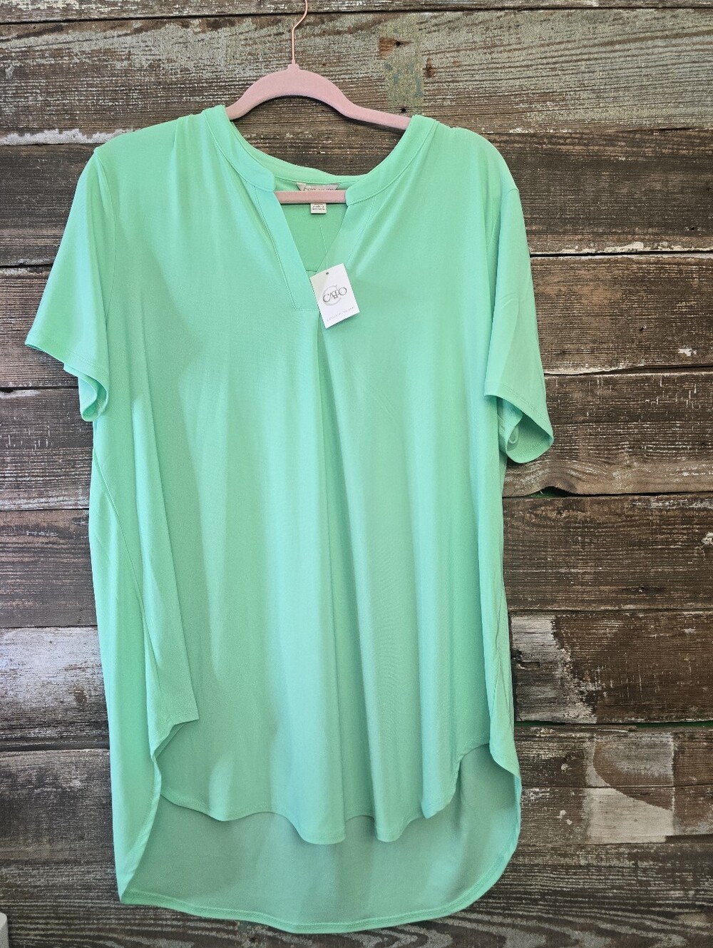 Cato Mint Green Short-Sleeve Tunic Top, Size XL, NWT